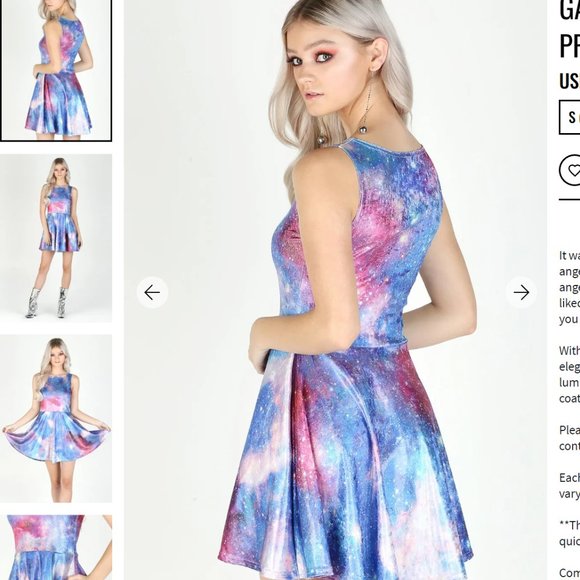 "ORIGINAL" GALAXY ANGEL ICED VELVET PRINCESS SKATER DRESS - Size S - Blackmilk - Picture 4 of 6